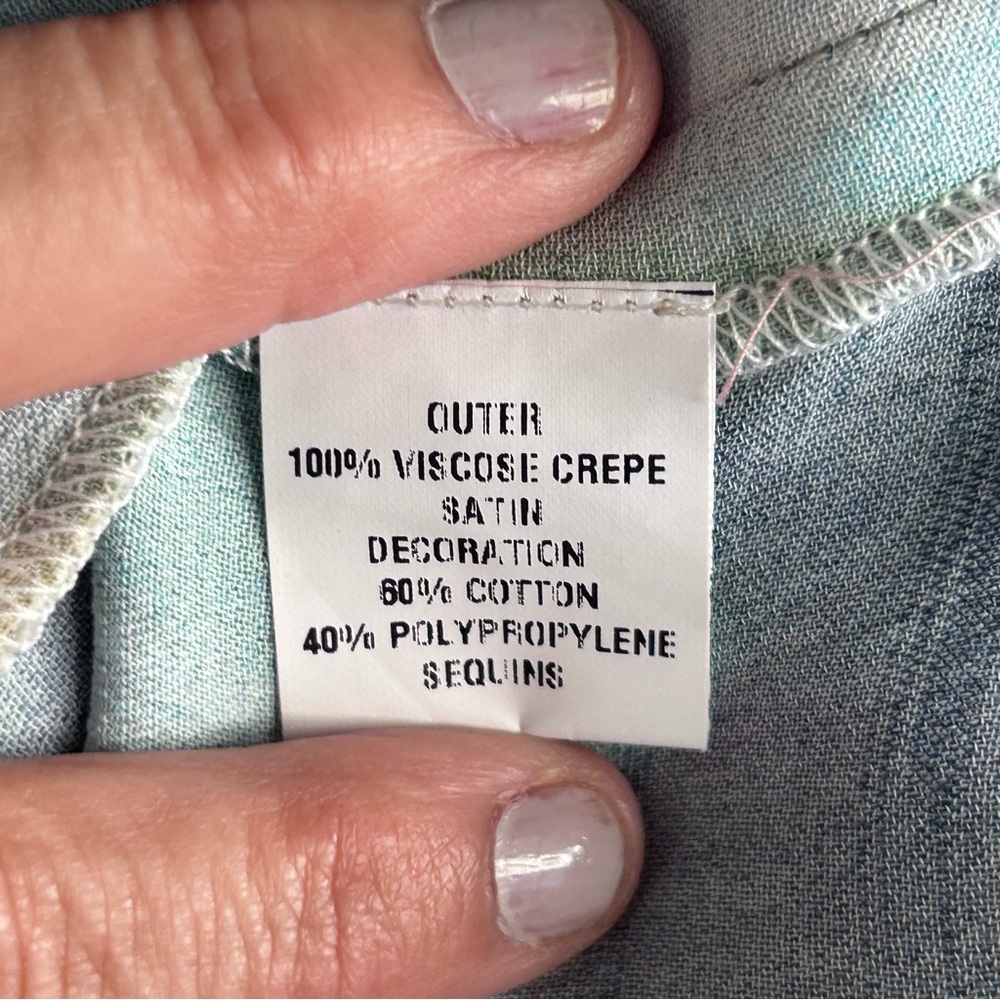 Blank London Watercolor Viscose Crepe Satin Short Sleeve Dress | Size Large - Picture 12 of 14